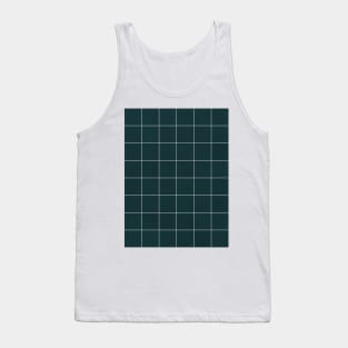 Large Grid Pattern - Green Tinted Navy Blue Tank Top